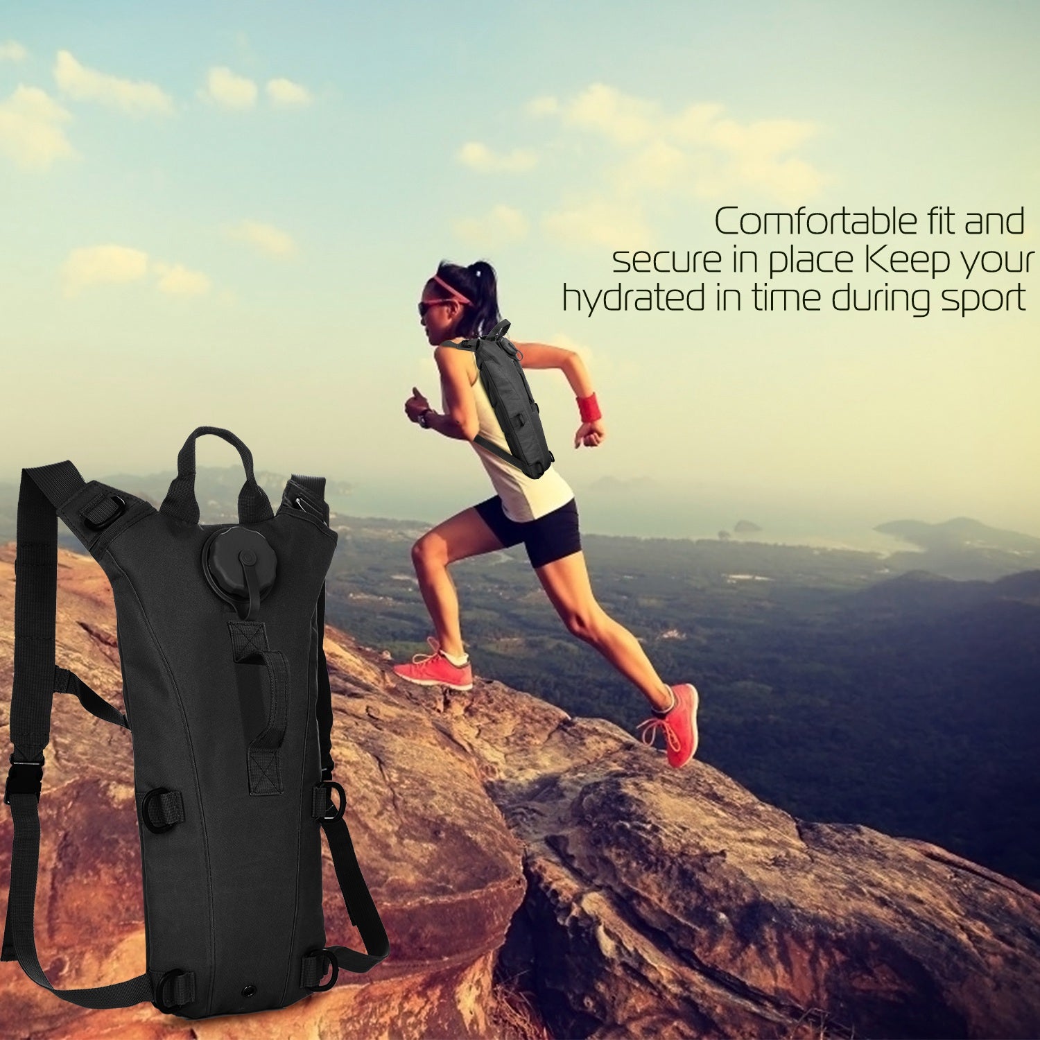 iMounTEK 3L Hydration Pack black, GemGear rugged backpack with adjustable straps on Tampa Home & Garden Store
