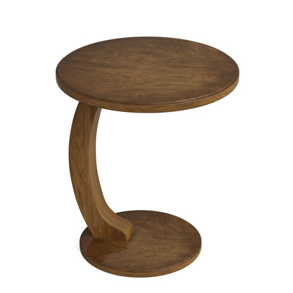C-Shaped Round End Table by HouseOfZazla in brown wood finish with compact design on Tampa Home & Garden Store