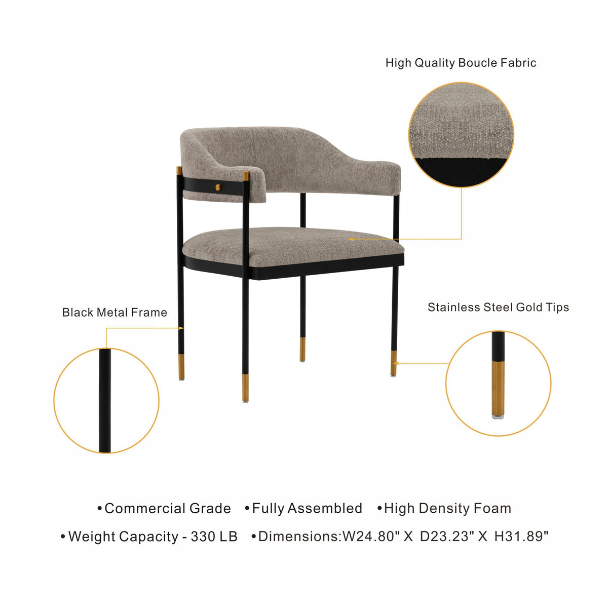 Lia Contemporary Upholstered Dining Chair