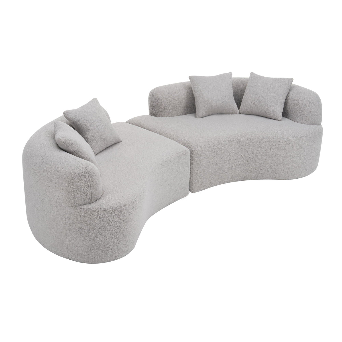 Curved 4 Seater Full Compression Sponge Sofa in light gray fabric with plush cushions on Tampa Home & Garden Store
