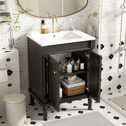 Bathroom Vanity with Top Sink and Dual Storage