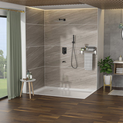 Wall Square Shower System with Waterfall Spout