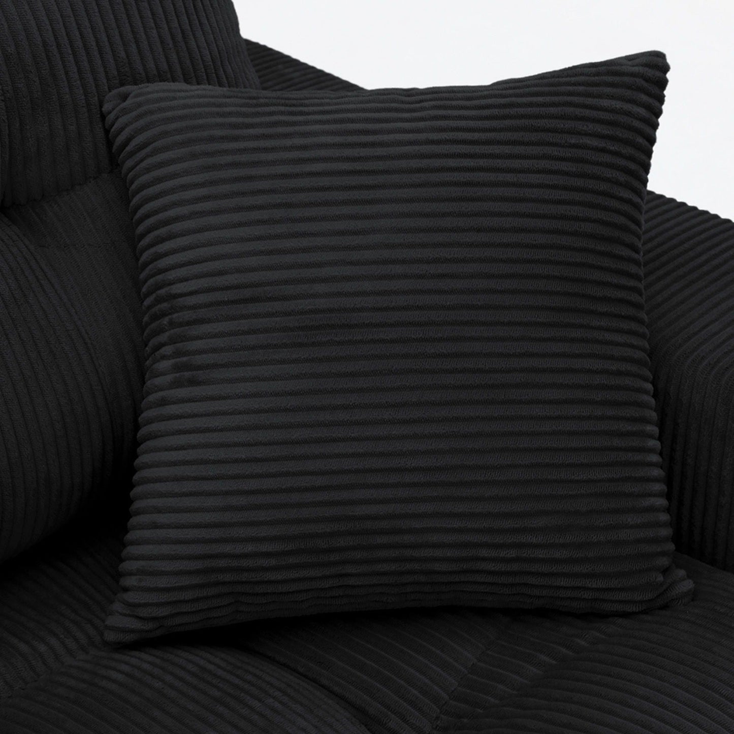 Corner Chaise L-Shaped Sectional Sofa Bed black corduroy cushions, 2-Piece Set by HouseOfZazla on Tampa Home & Garden Store