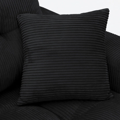 Corner Chaise L-Shaped Sectional Sofa Bed black corduroy cushions, 2-Piece Set by HouseOfZazla on Tampa Home & Garden Store