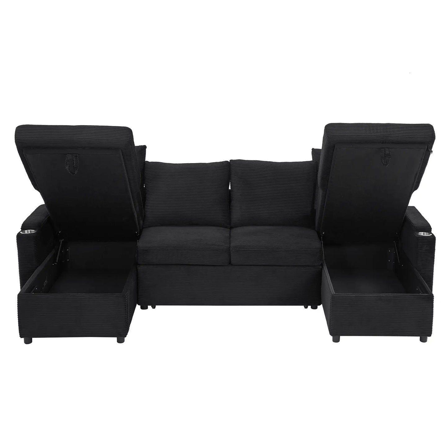U Shaped Sectional Sofa Bed with Storage Chaise