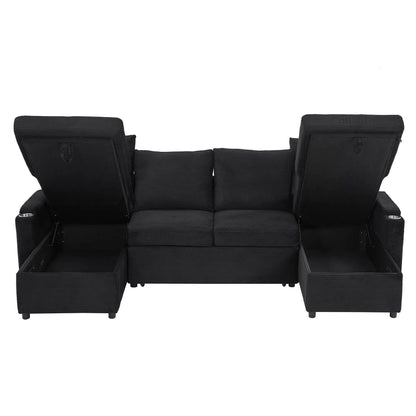 U Shaped Sectional Sofa Bed with Storage Chaise