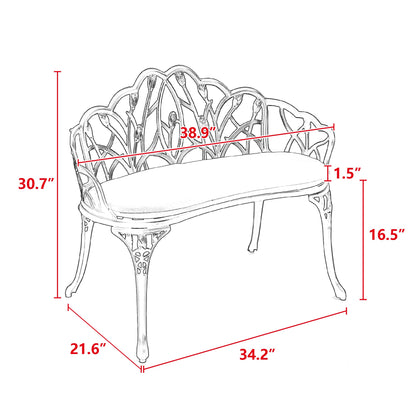 Cast Aluminum Tulip Outdoor Garden Bench