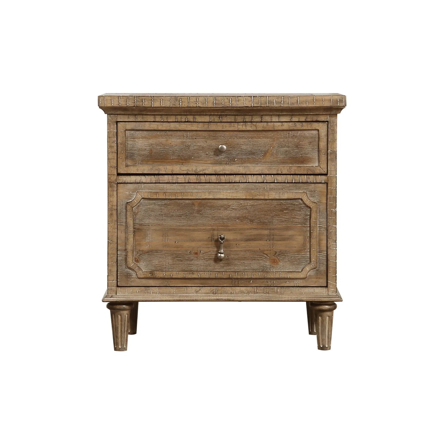 2 drawer nightstand taupe wood with distressed finish Unique Piece Furniture on Tampa Home & Garden Store
