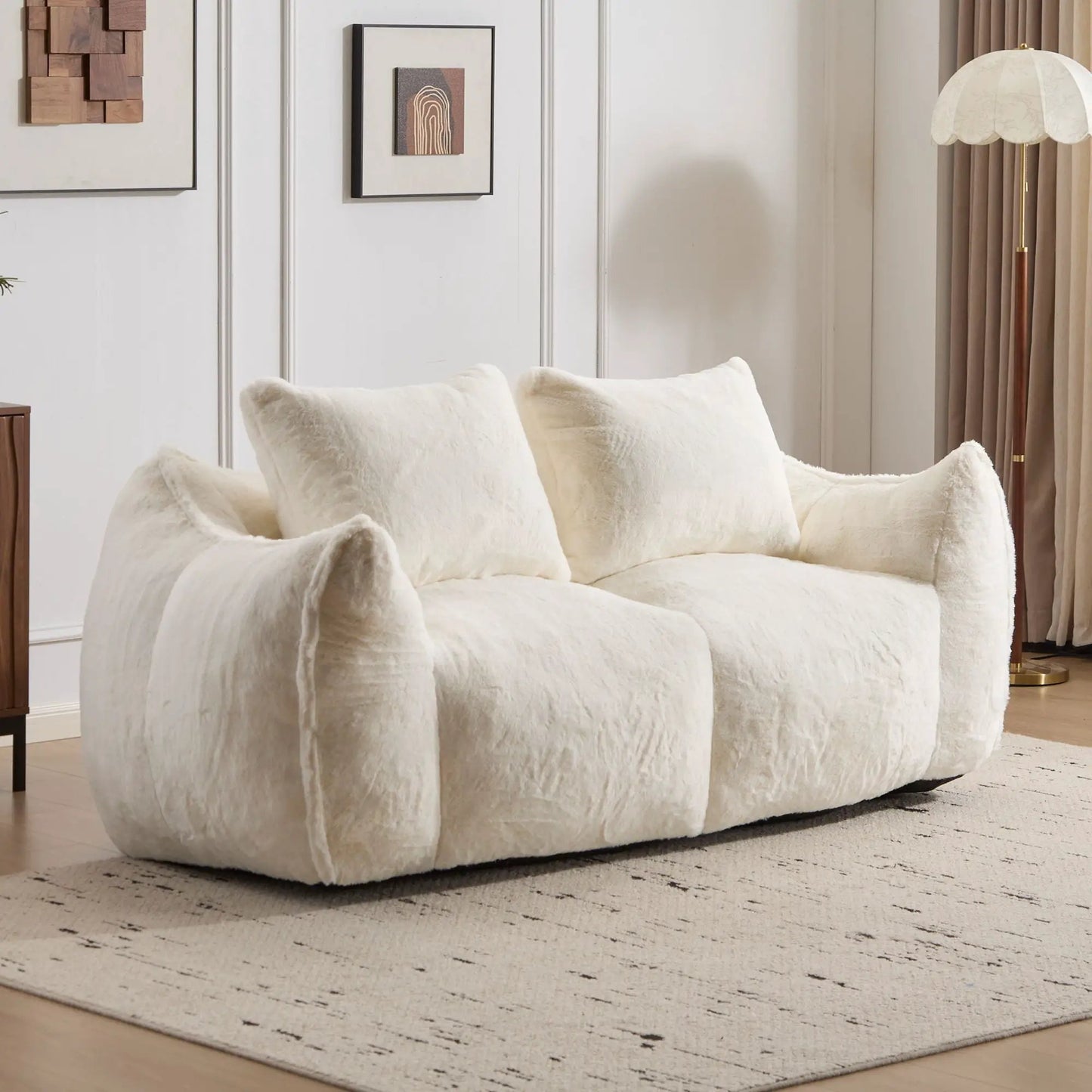Giant Bean Bag Couch and Fluffy Loveseat