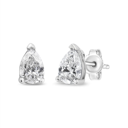 14K white gold pear-shape solitaire diamond stud earrings pair, 1/2 cttw, F-G VS2-SI1 on Tampa Home & Garden Store