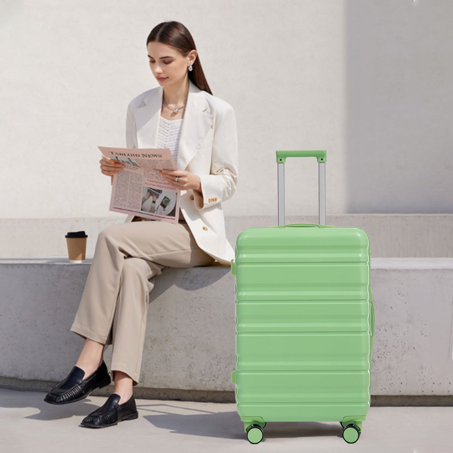 HIFINE Tourist 3-Piece Spinner Luggage Set in green with wheeled carry-on by HouseOfZazla on Tampa Home & Garden Store