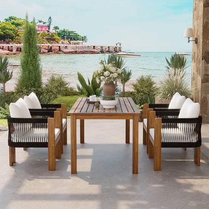 Luxury 5 Piece Acacia Wood Patio Dining Set for 4