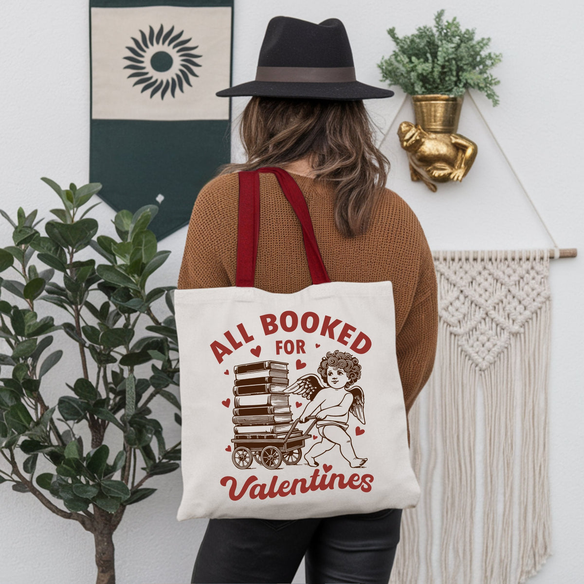 All Booked for Valentines Cupid Canvas Tote Bag