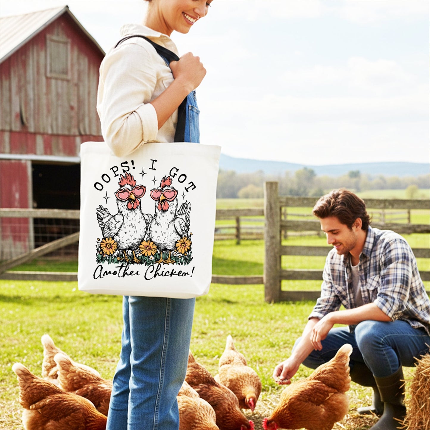 Funny Chicken Canvas Tote Bag For A Farm Fan
