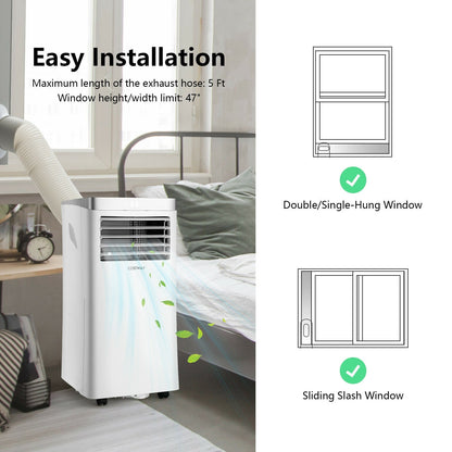 Aire acondicionado portátil 3 en 1 de 8000 BTU con control remoto - Blanco