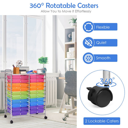 Carrito con ruedas de 20 cajones para almacenamiento y organización de estudio - Multicolor