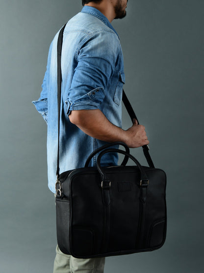 Texas Black Leather Briefcase - Tampa Home & Garden Store