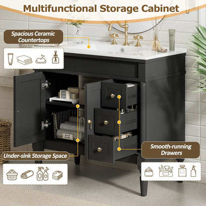 Bathroom Vanity With Ceramic Sink and Soft Close