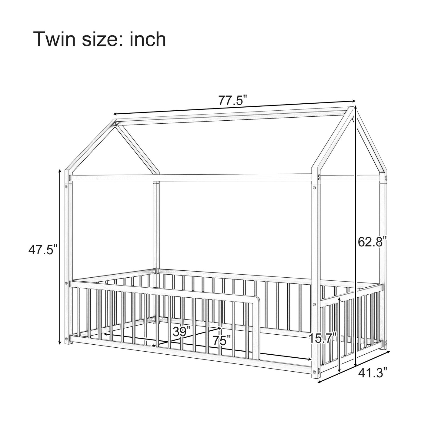 Cozy Montessori House Floor Bed and a Safety Rail