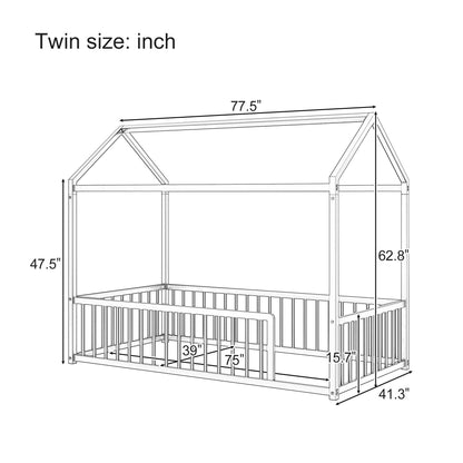 Cozy Montessori House Floor Bed and a Safety Rail