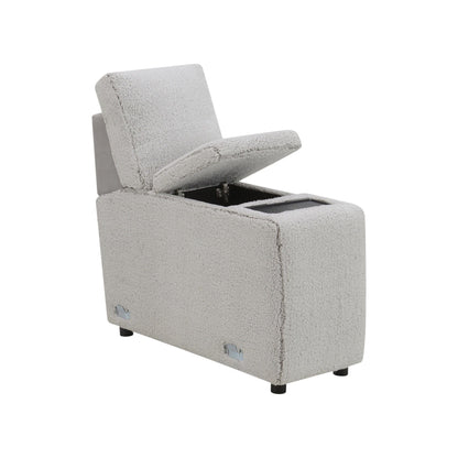 Tarrance modular power recliner section in gray boucle fabric with lift-up storage compartment on Tampa Home & Garden Store