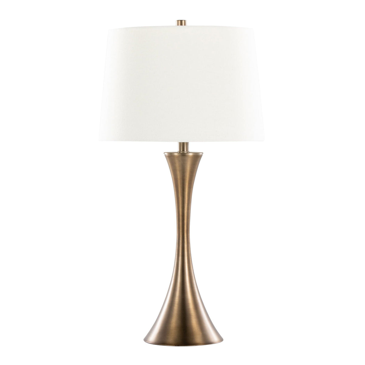 Lenuxe Contemporary Elegant Table Lamp set of 2 with bronze stem and white shade on Tampa Home & Garden Store