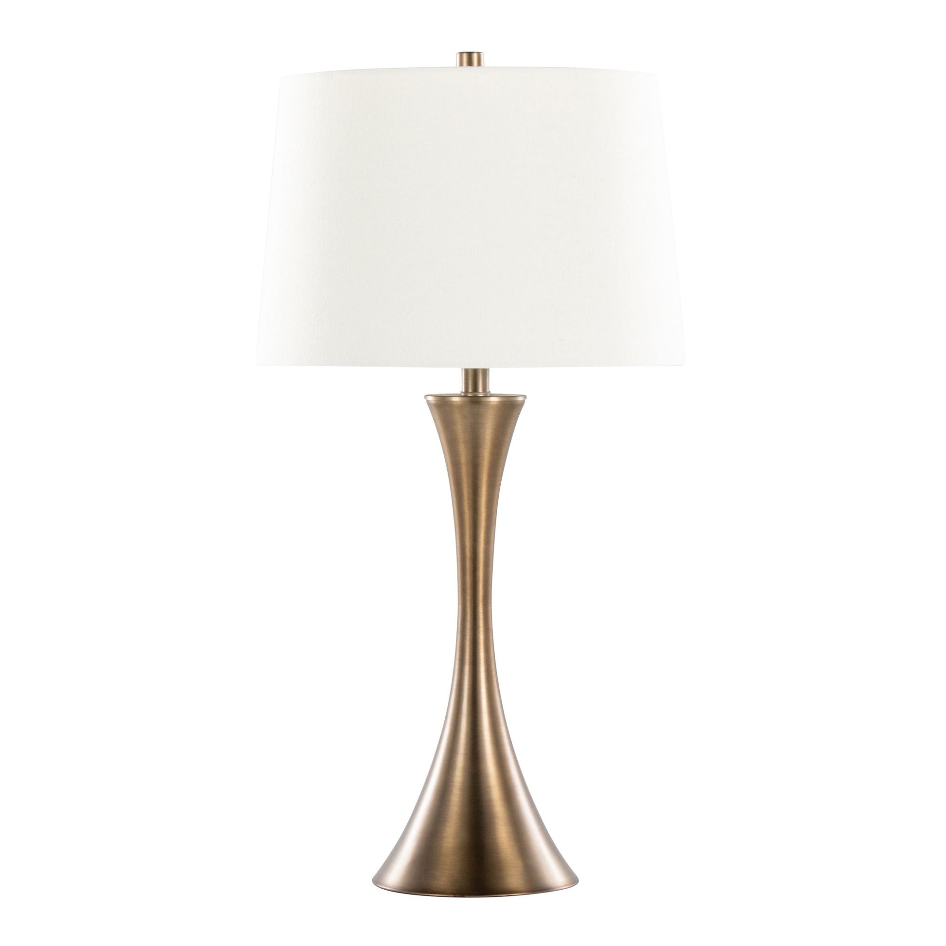 Lenuxe Contemporary Elegant Table Lamp set of 2 with bronze stem and white shade on Tampa Home & Garden Store