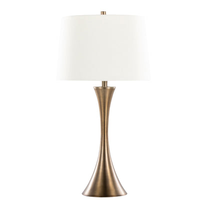 Lenuxe Contemporary Elegant Table Lamp set of 2 with bronze stem and white shade on Tampa Home & Garden Store