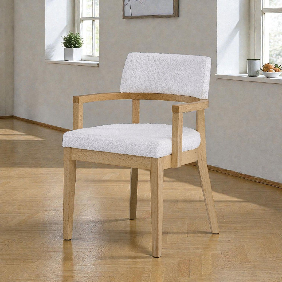White side chair set of 2 with armrests in natural wood frame by HouseOfZazla for kids on Tampa Home & Garden Store