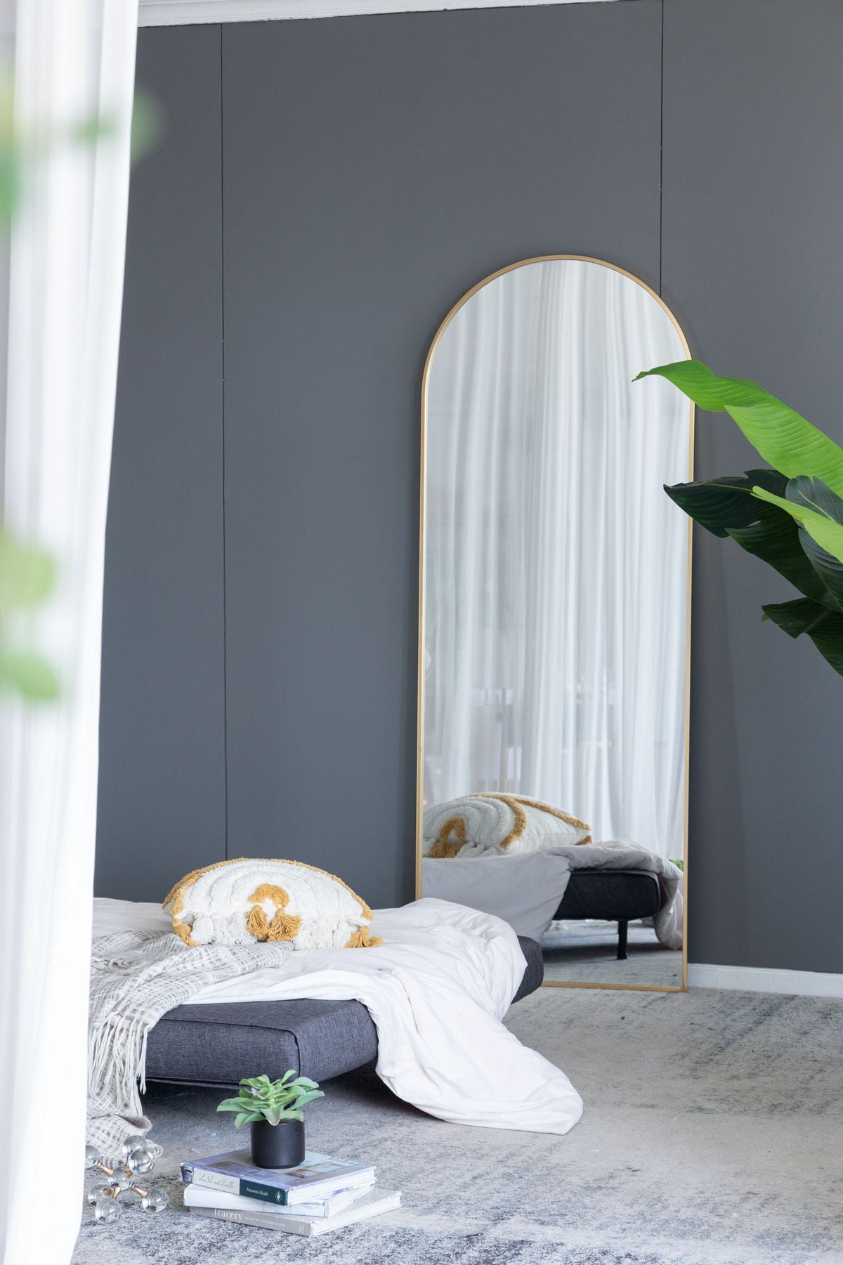The Celine Arch Body Mirror with slim gold frame, arched floor mirror by HouseOfZazla on Tampa Home & Garden Store