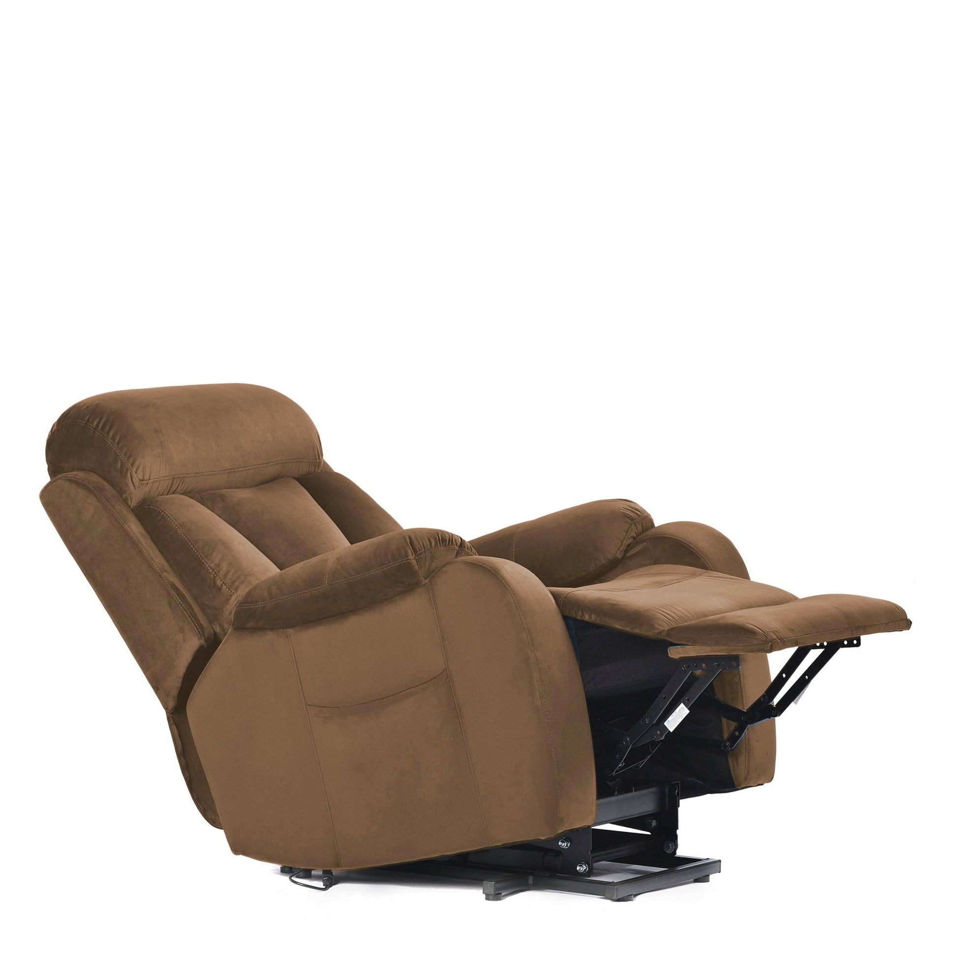 Lift chair recliner in brown cashmere fabric with power lift and footrest extension on Tampa Home & Garden Store