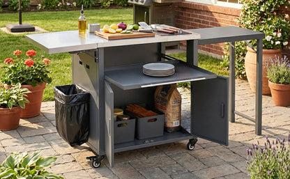 Foldable Outdoor Prep Cart and Storage Shelf