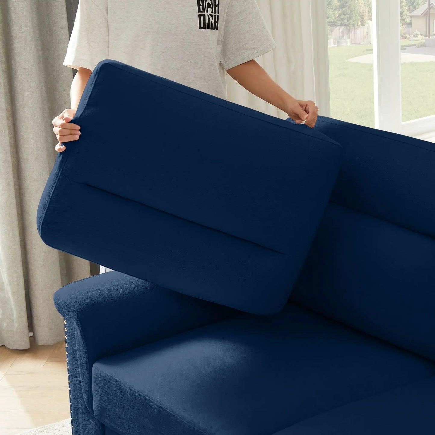 Three Seater Elegant Stationary Sofa for Living