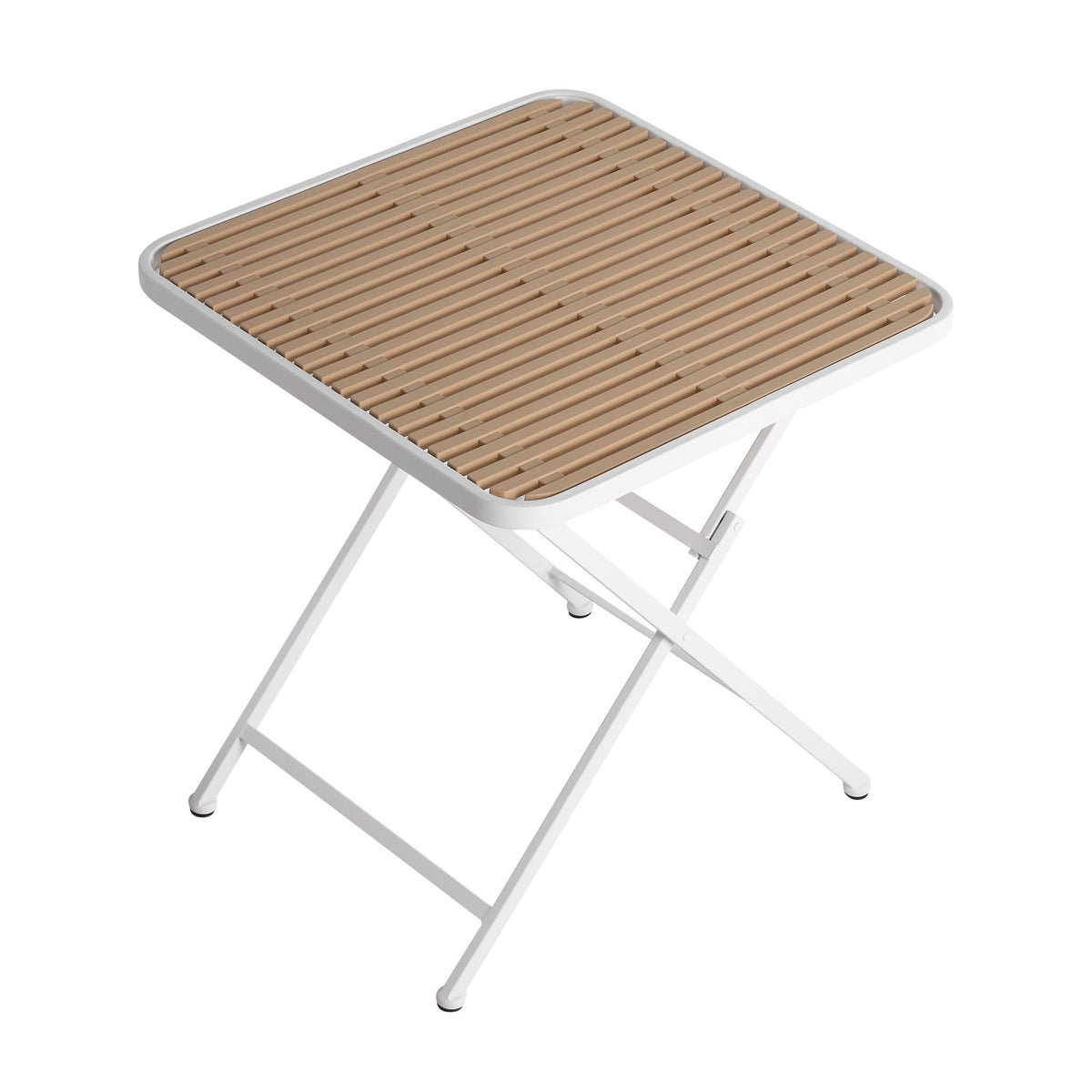 Modern folding outdoor table with natural wood slats and white frame by HouseOfZazla on Tampa Home & Garden Store