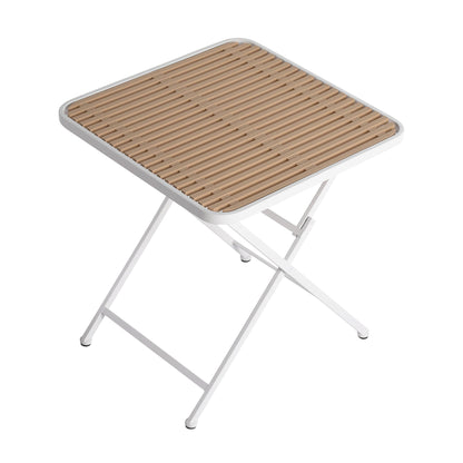 Modern folding outdoor table with natural wood slats and white frame by HouseOfZazla on Tampa Home & Garden Store