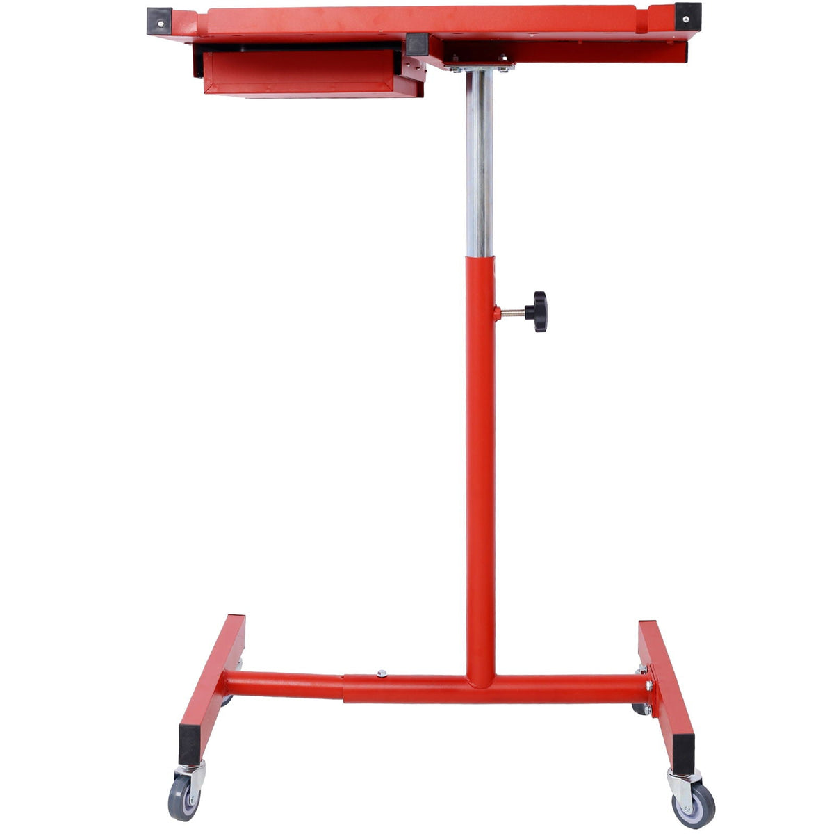 Adjustable tear-down work table with drawer, red steel frame, caster wheels on Tampa Home & Garden Store