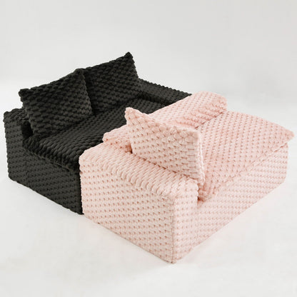 Modular Four Seater Sofa In Pink And Black