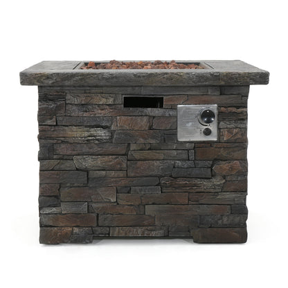 Fire pit 33' square MGO 40000 BTU with dark stone exterior and lava rocks by HouseOfZazla on Tampa Home & Garden Store