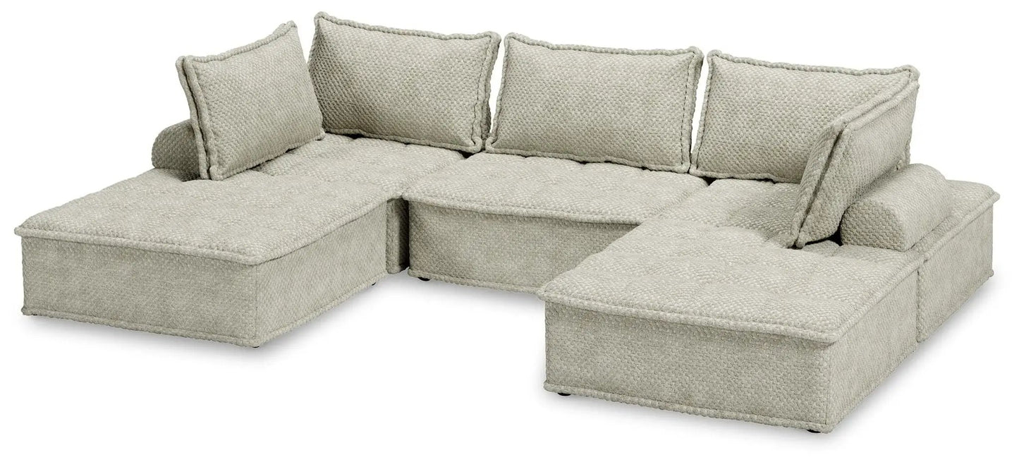 Bales Sectional sofa in beige woven fabric with plush back cushions by Unique Piece Furniture on Tampa Home & Garden Store