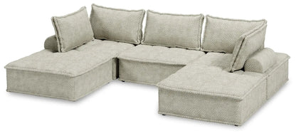 Bales Sectional sofa in beige woven fabric with plush back cushions by Unique Piece Furniture on Tampa Home & Garden Store