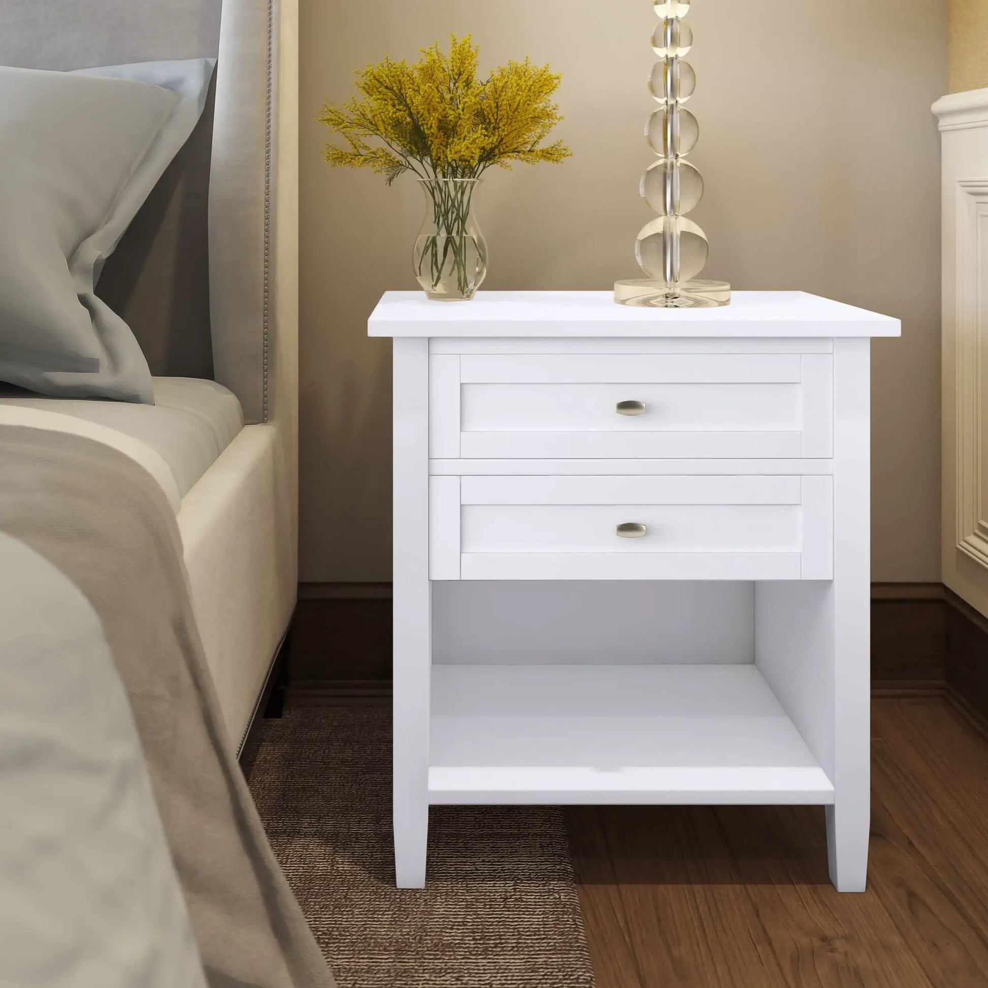 Warm Shaker Handcrafted Bedside Table white 3-drawer accent nightstand by Unique Piece Furniture on Tampa Home & Garden Store