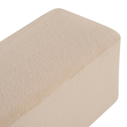 Long plush ottoman Almond in soft beige plush upholstery with ergonomic seat height on Tampa Home & Garden Store