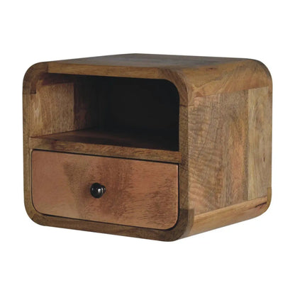 Curved Upper Slot Floating Nightstand with Drawer