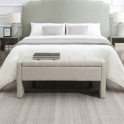 Modern upholstered bed end bench with storage, gray fabric, Unique Piece Furniture on Tampa Home & Garden Store