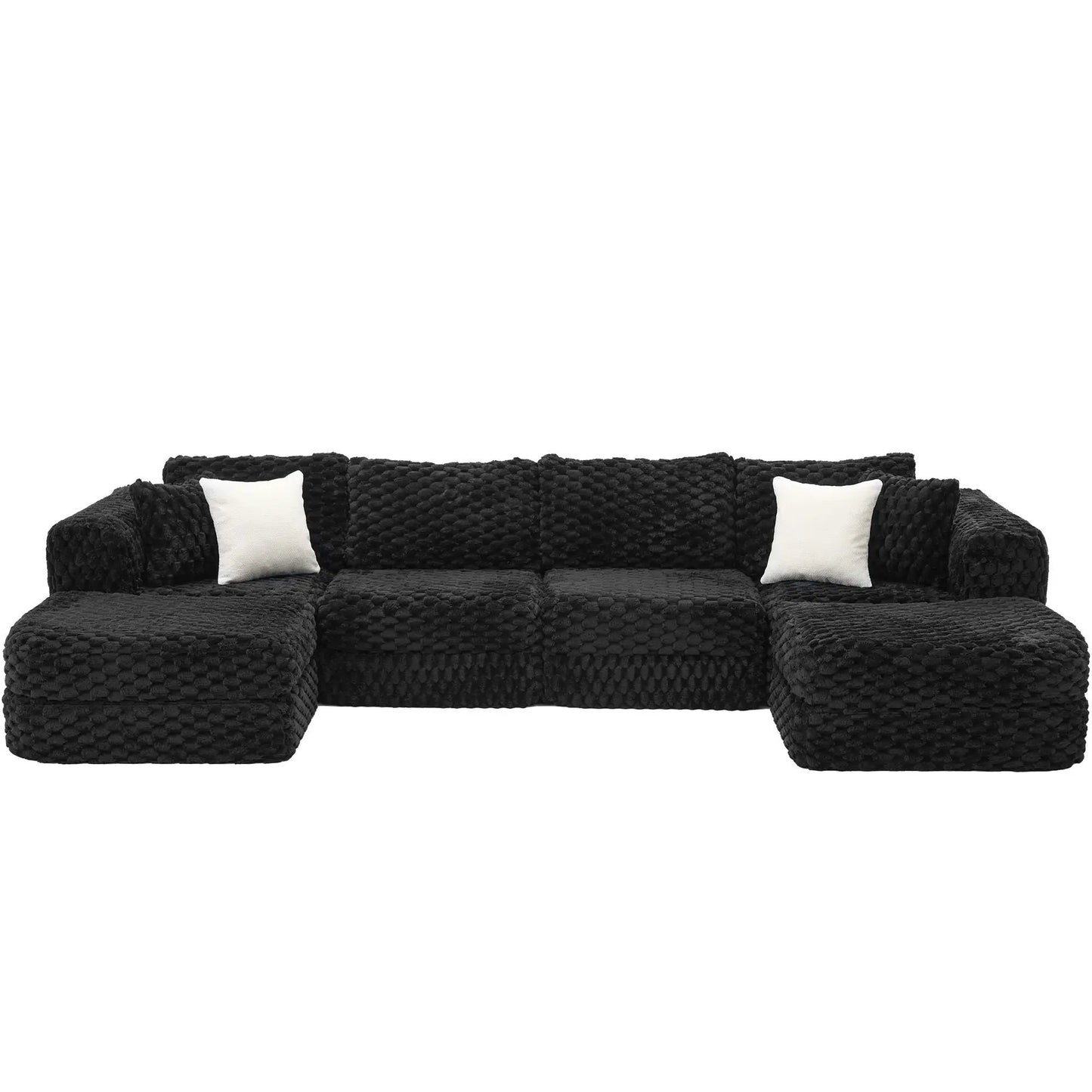 Modular Sectional Sofa with 2 Movable Ottomans