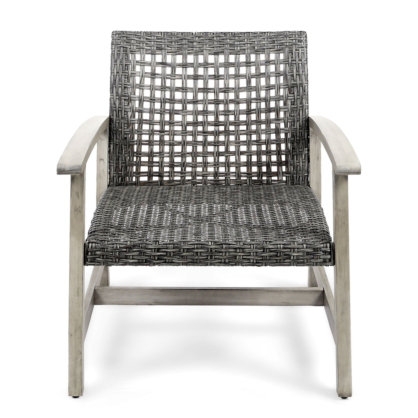 Outdoor Club Chair in Gray with Rattan and Acacia