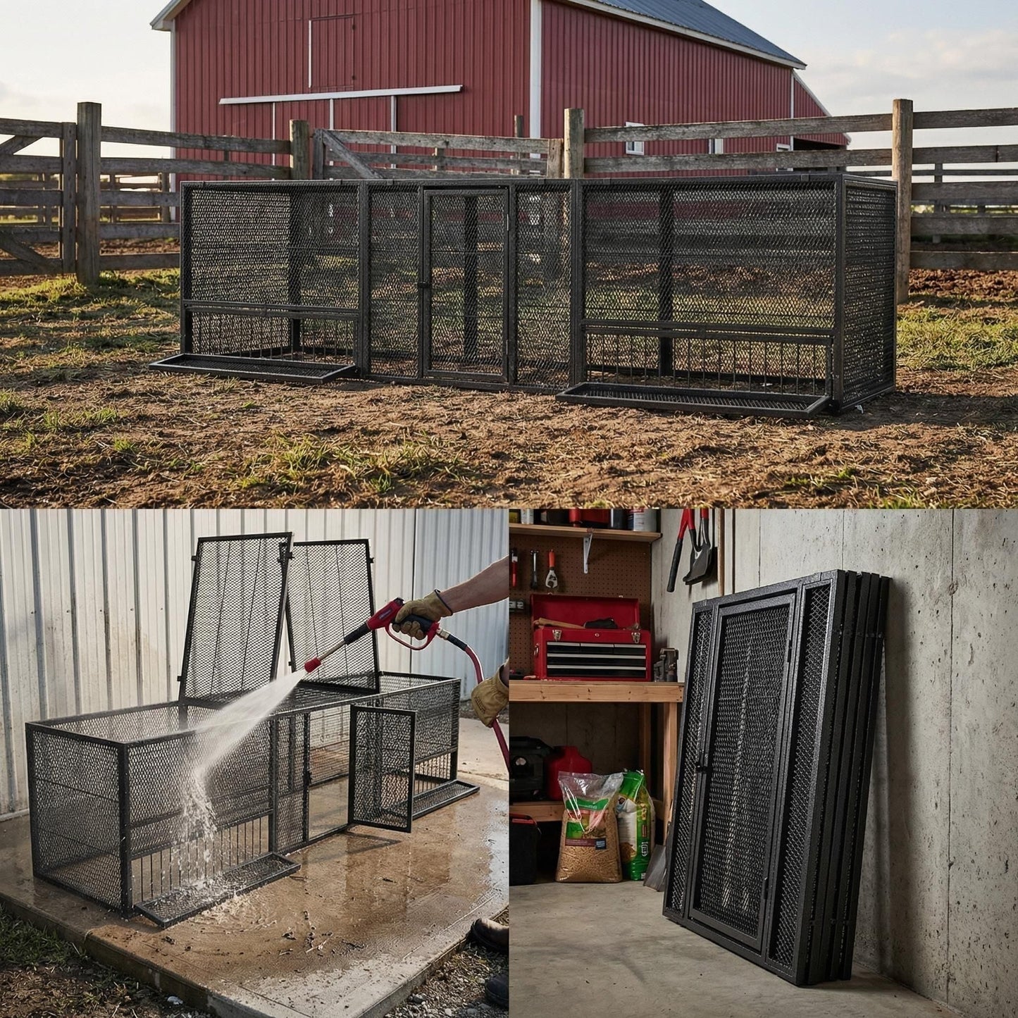 Thickened outdoor chicken coop cage panels in black and silver by HouseOfZazla on Tampa Home & Garden Store