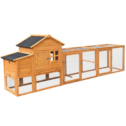 Large chicken coop with nest box and run, natural wood finish and wire-mesh enclosure on Tampa Home & Garden Store