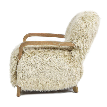 New Zealand Sheepskin Accent Arm Chair with Oak Arms taupe natural by HouseOfZazla on Tampa Home & Garden Store