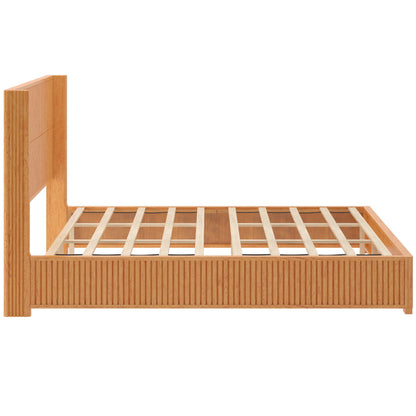 Solid Wood Platform Bed Frame and King Headboard
